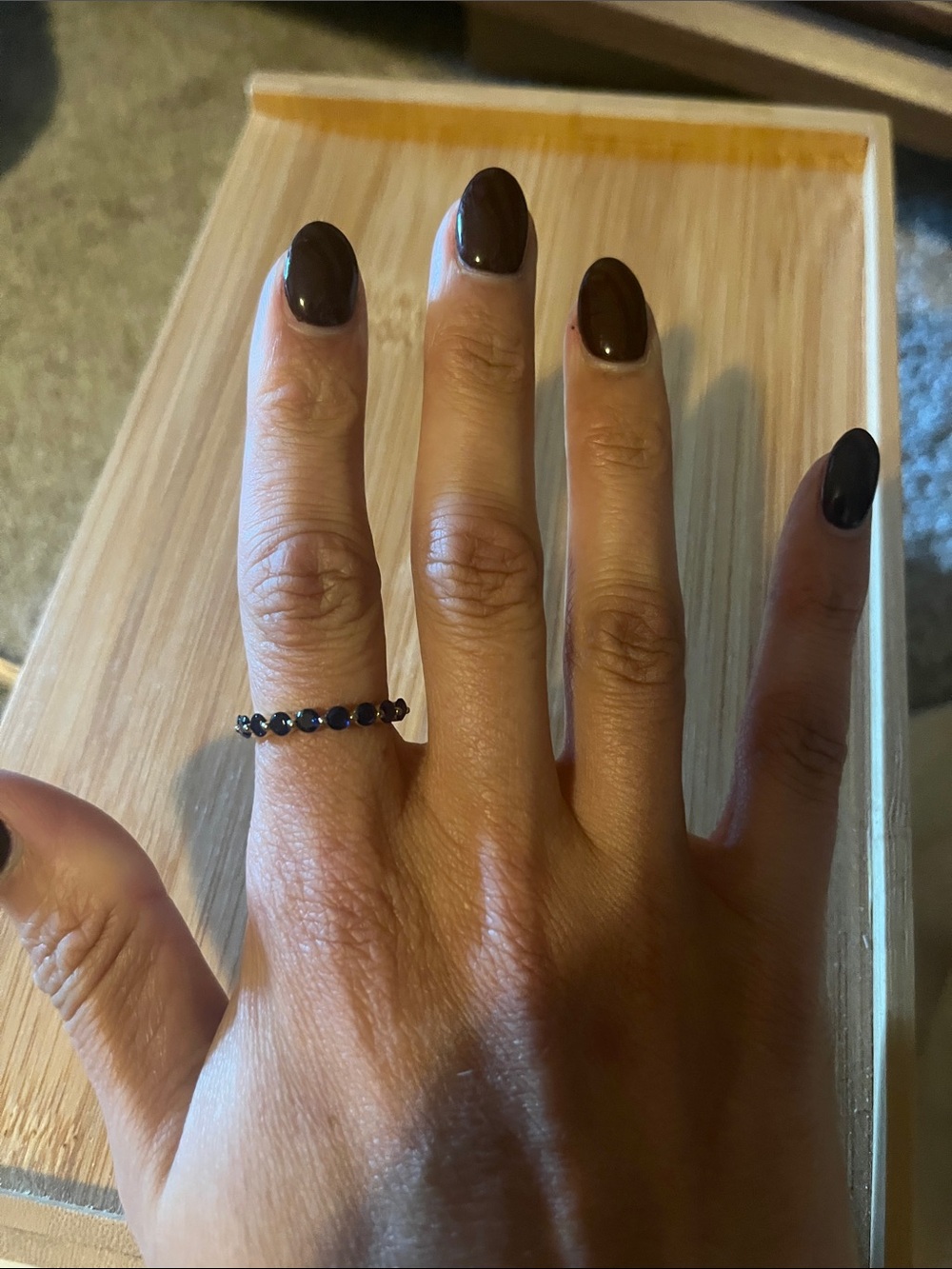 Source Unknown Black Beaded Stacking Ring - size 7